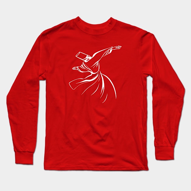 The Dervish Receives Spiritual Benevolence Line Art Long Sleeve T-Shirt by taiche